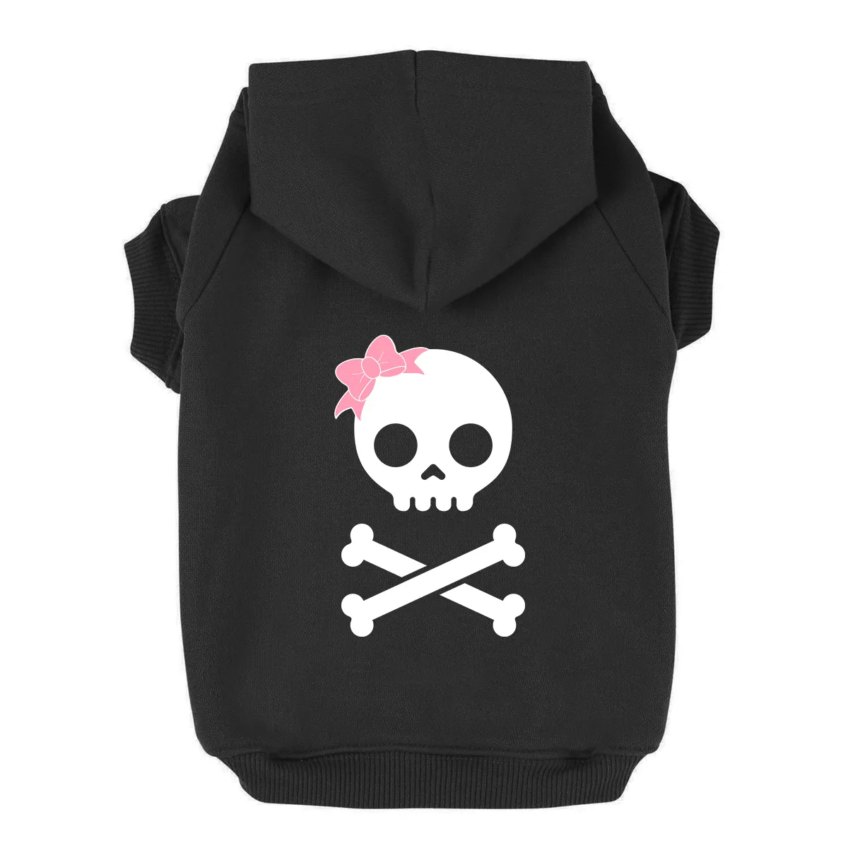 Girl Skull and Bones Dog Hoodie - Black