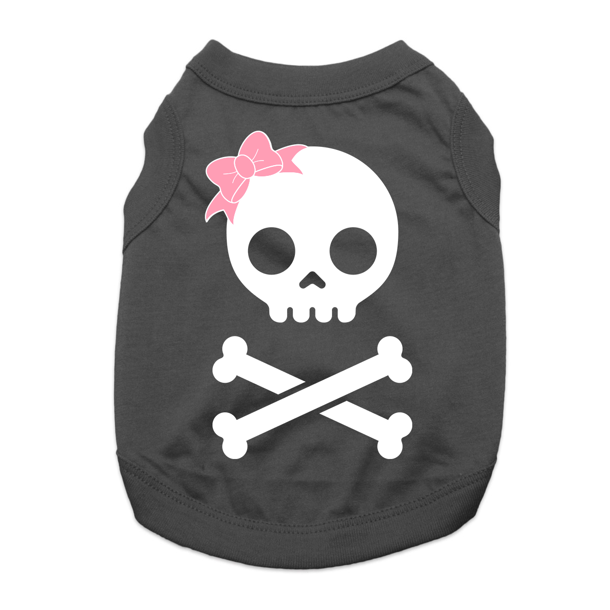 Girl Skull and Bones Dog Shirt - Black