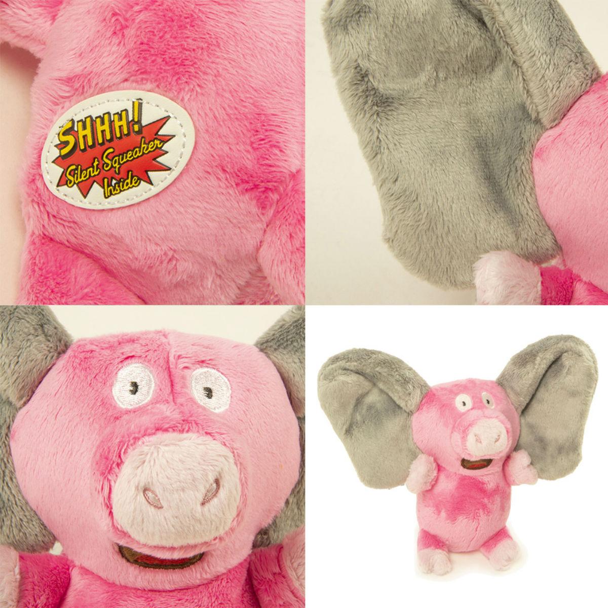 goDog Silent Squeak Flips Dog Toy - Pig/Eleph