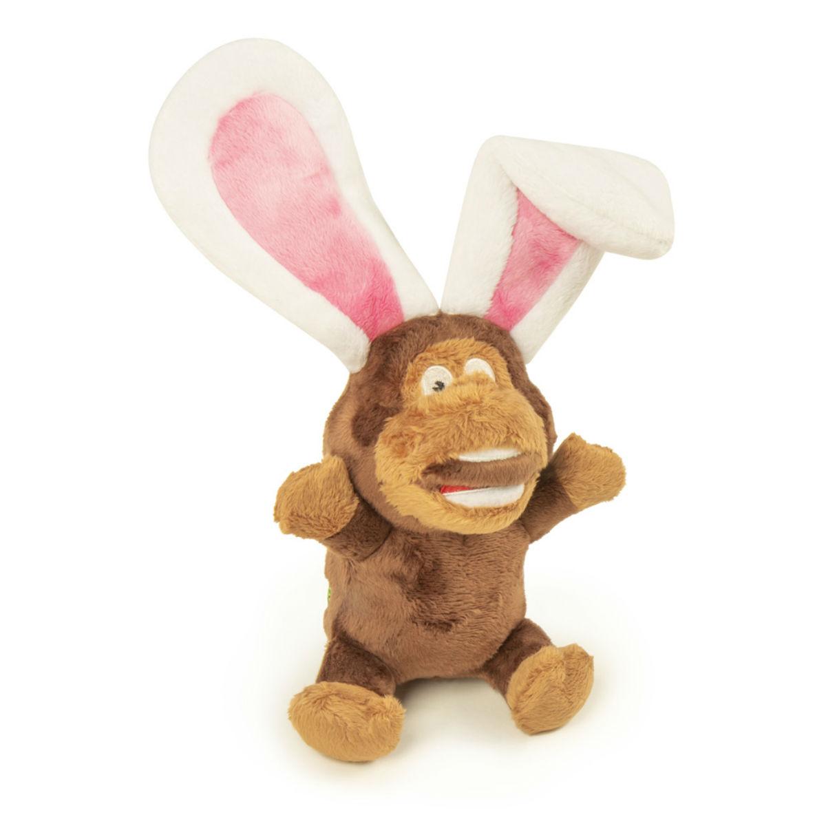 goDog Silent Squeak Flips Dog Toy - Monkey/Rabbit
