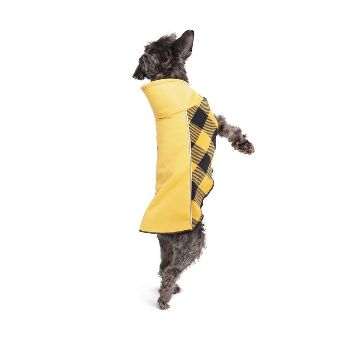 Gold Paw Portland Pullover Dog Jacket - Gold and Gold Buffalo Checkered