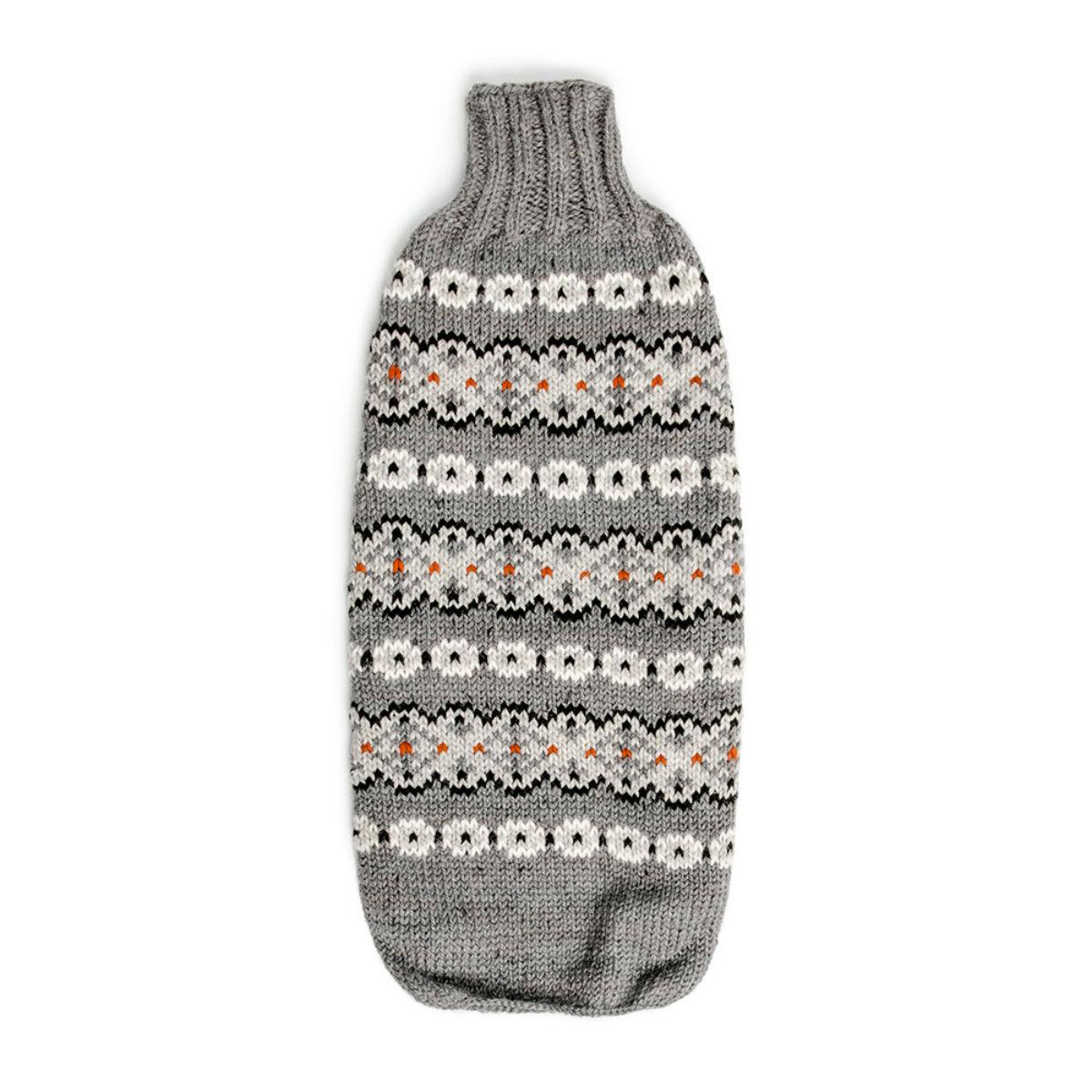 Chilly Dog Handmade Alpaca Fairisle Wool Dog Sweater - Silver