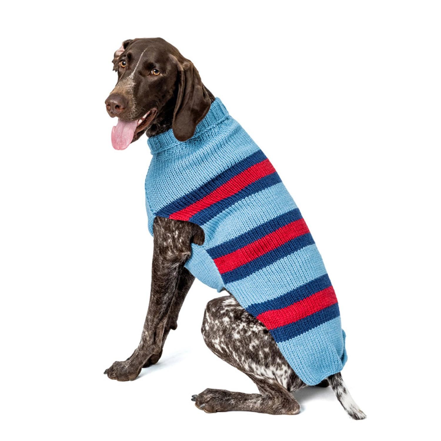 Chilly Dog Handmade Alpaca Rugby Dog Sweater - Sky Blue