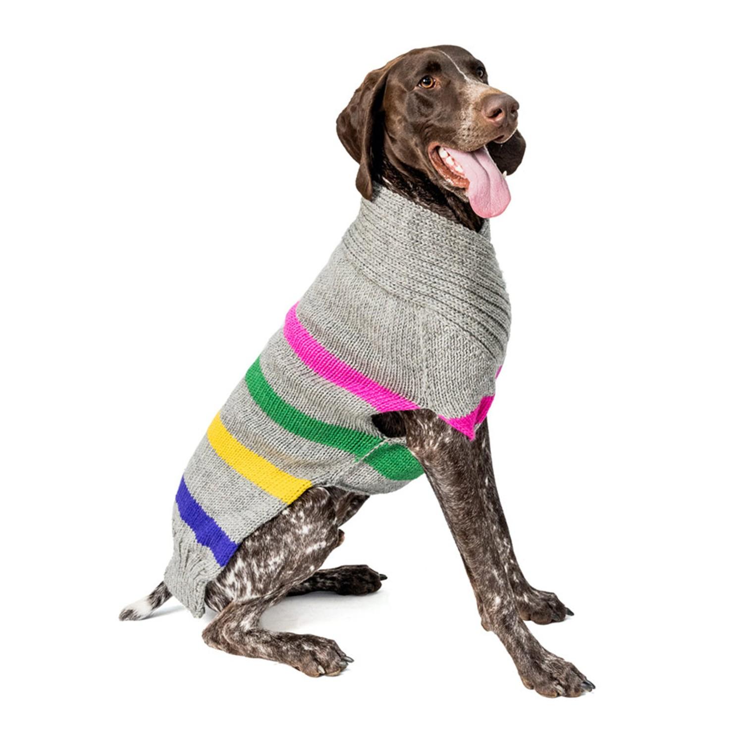 Chilly Dog Handmade Alpaca Stripe Dog Sweater - Candy