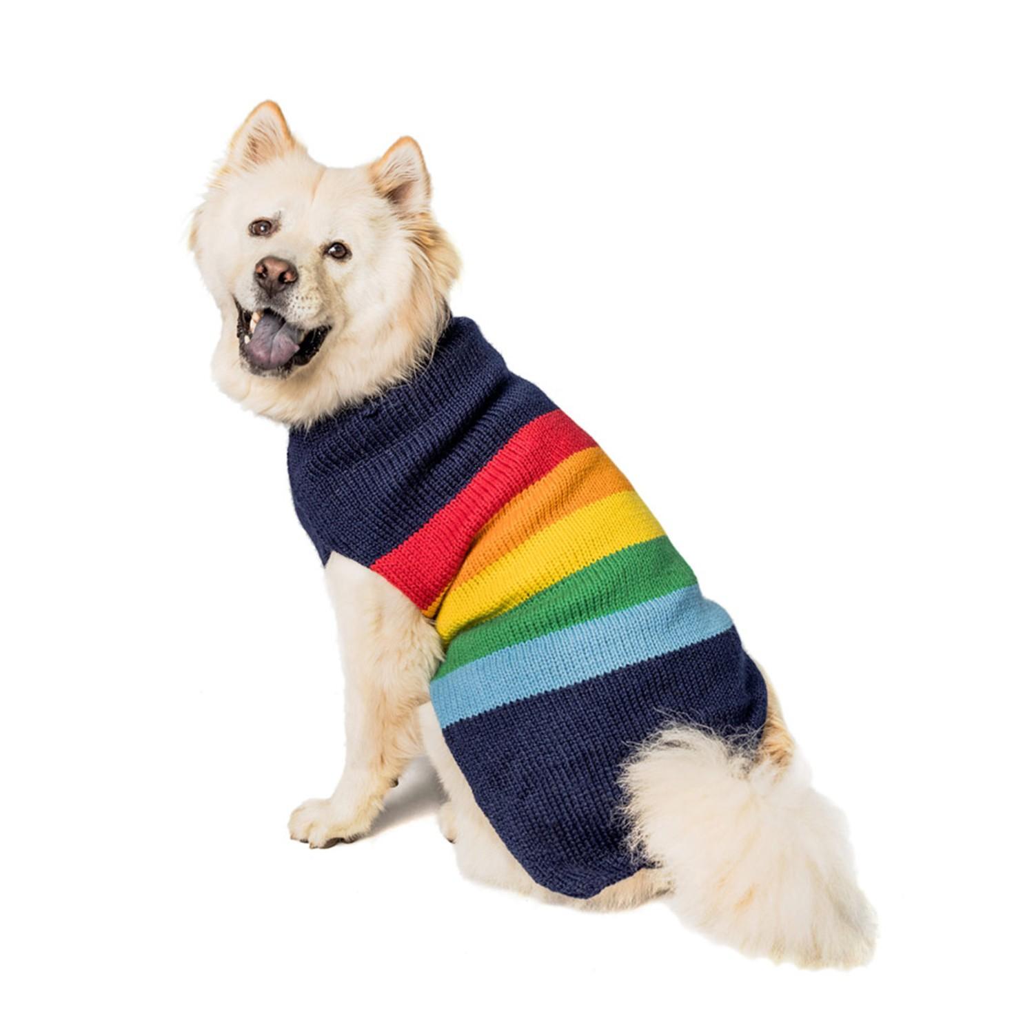 Chilly Dog Handmade Alpaca Stripe Dog Sweater - Good Vibes