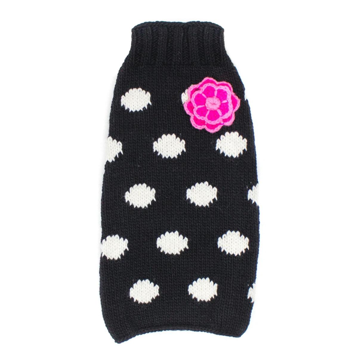 Chilly Dog Handmade Polka Dot Wool Dog Sweater - Black