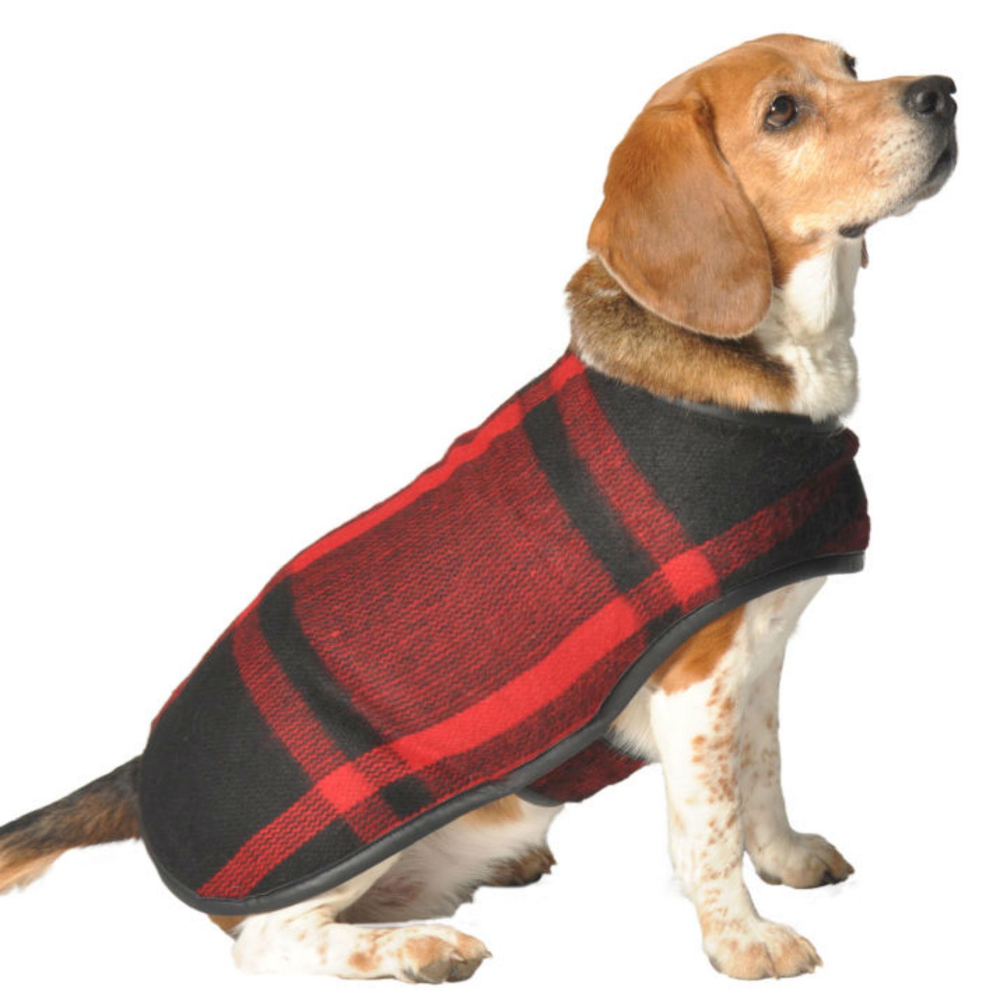 Handmade Red Plaid Wool Blanket Dog Coat BaxterBoo