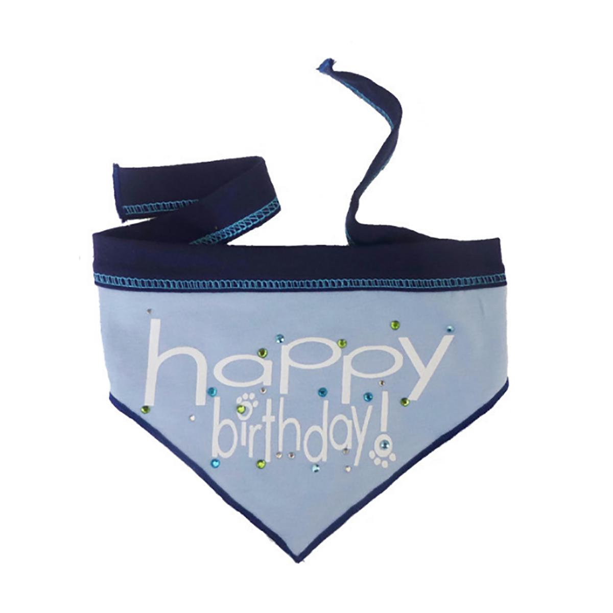 Happy Birthday Dog Bandana Scarf - Sky Blue | BaxterBoo