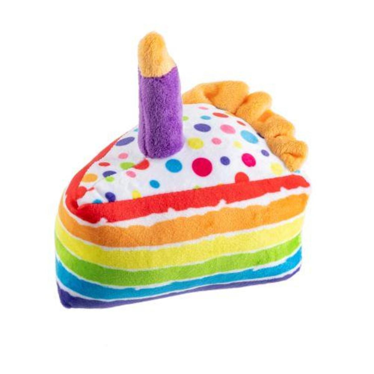 birthday cake plush dog toy