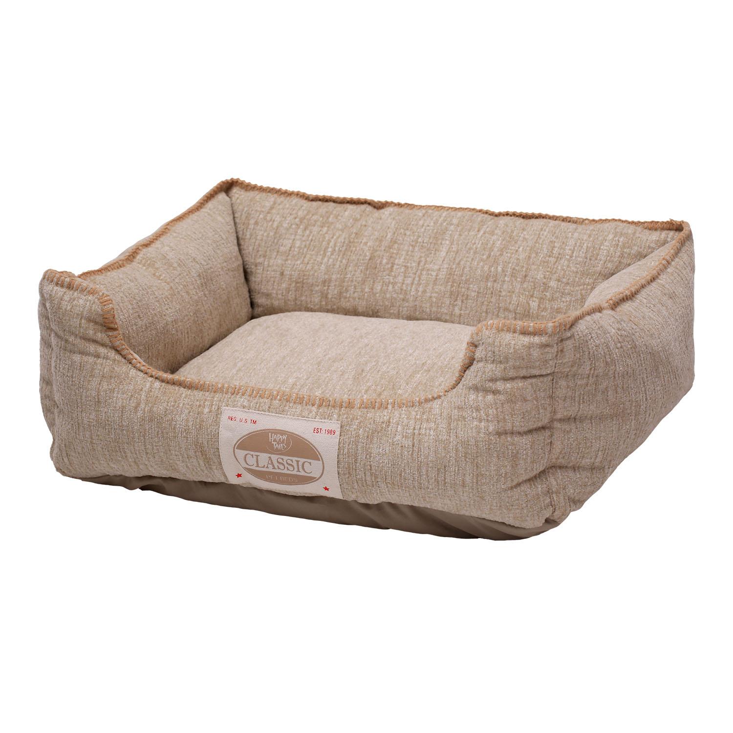 Happy Tails Chenille Cuddler Classic Dog Bed - Sand