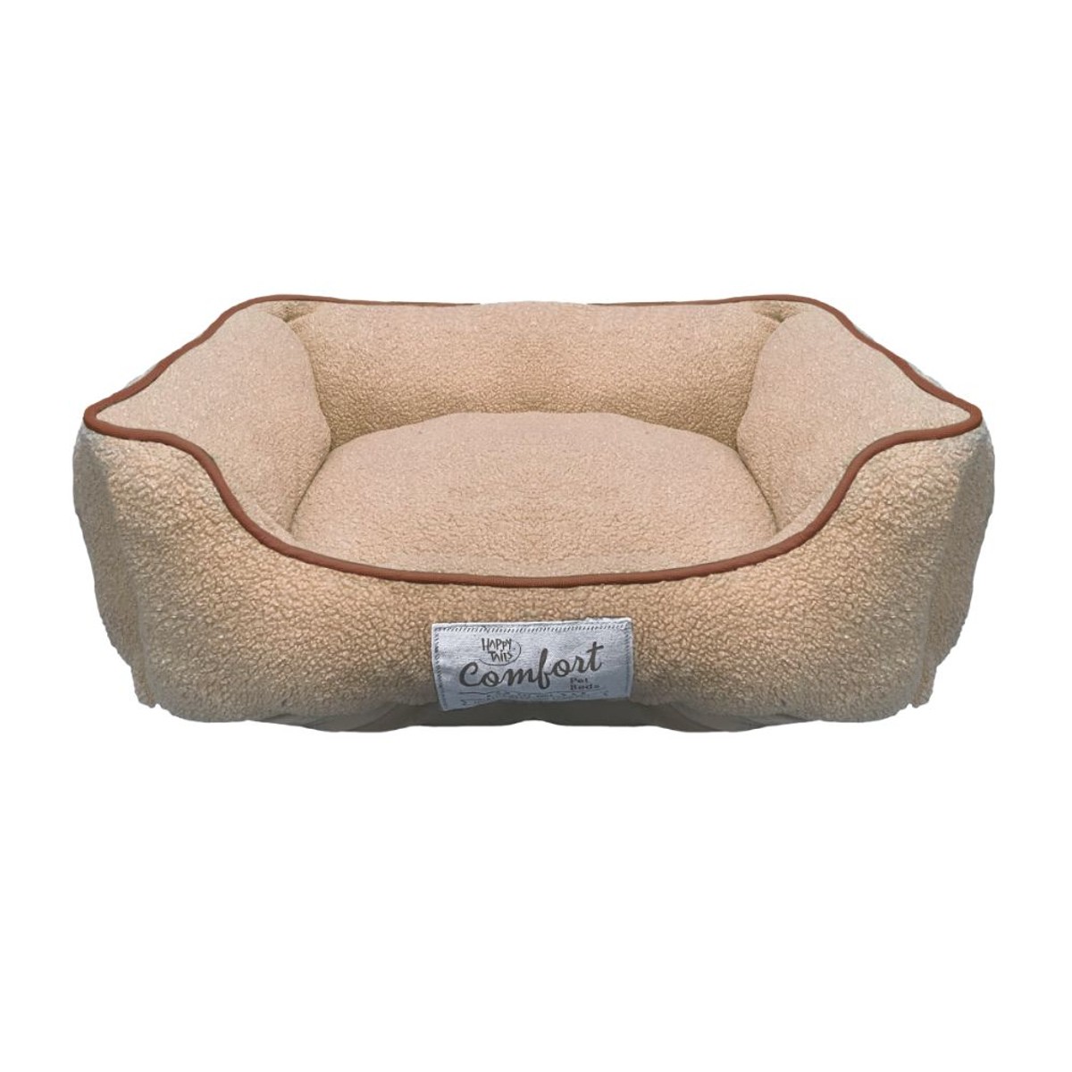 Happy Tails Comfort Teddy Fur Cuddler Dog Bed - Tan