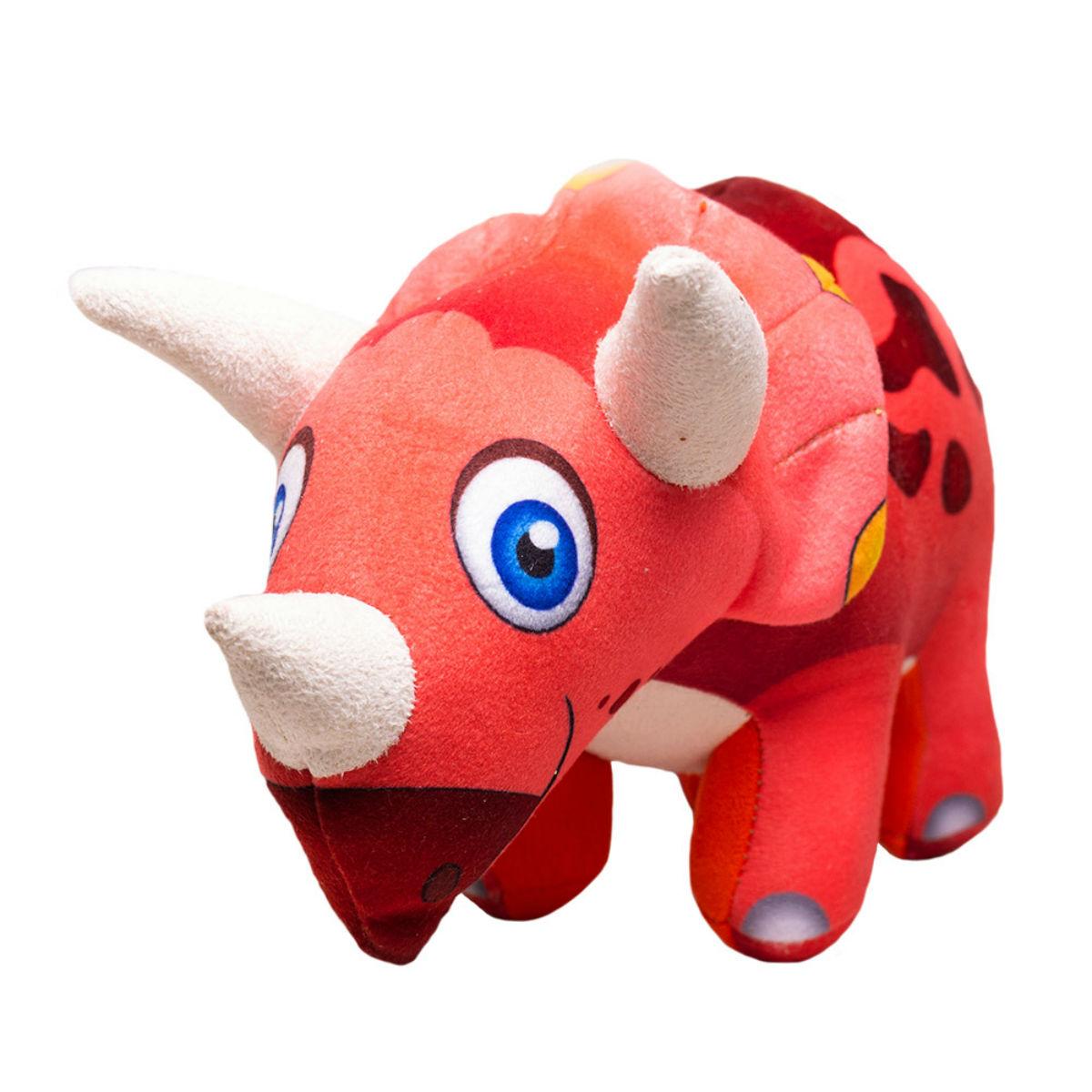 Happy Tails Doodles Dinosaur Dog Toy - Red Tri-Horn