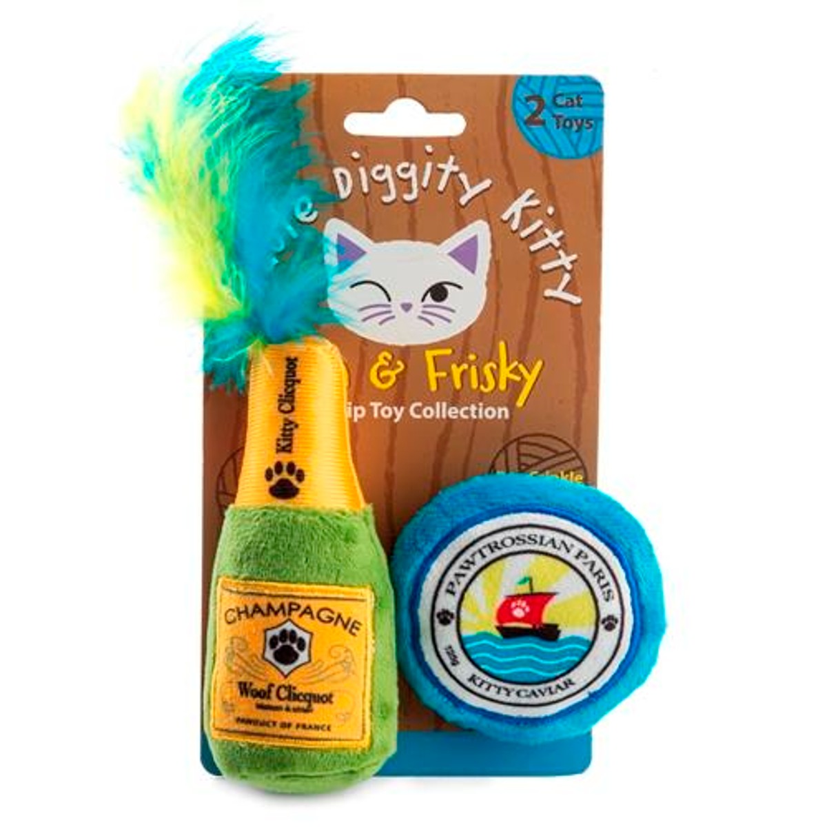 Haute Diggity Dog + Kitty Organic Catnip Cat Toys - Kitty Clicquot (Bottle & Caviar)