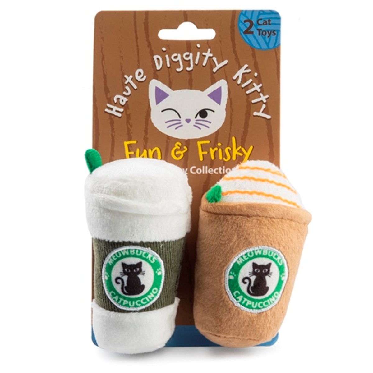 Haute Diggity Dog + Kitty Organic Catnip Cat Toys - Meowbucks (2 coffee cups)