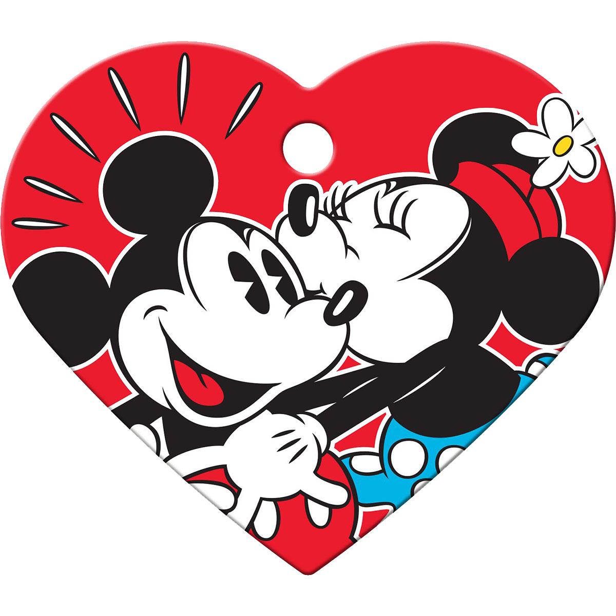 Heart Large Engravable Pet I.D. Tag - Disney© Minnie & Mickey 
