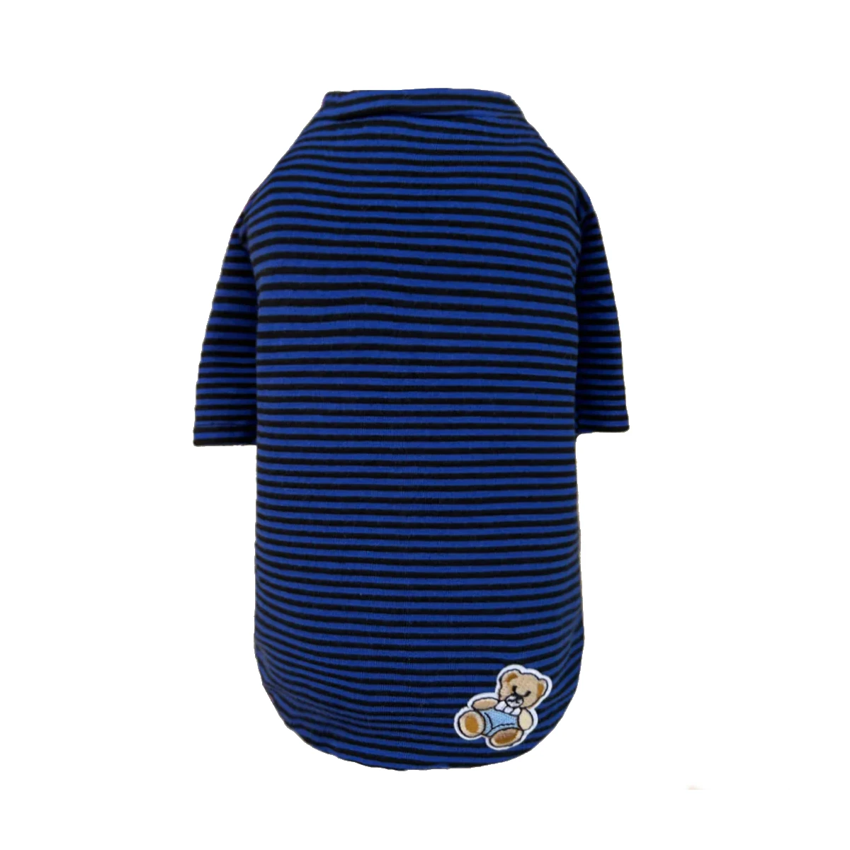 Hello Doggie Striped Baby Bear Dog Shirt - Navy