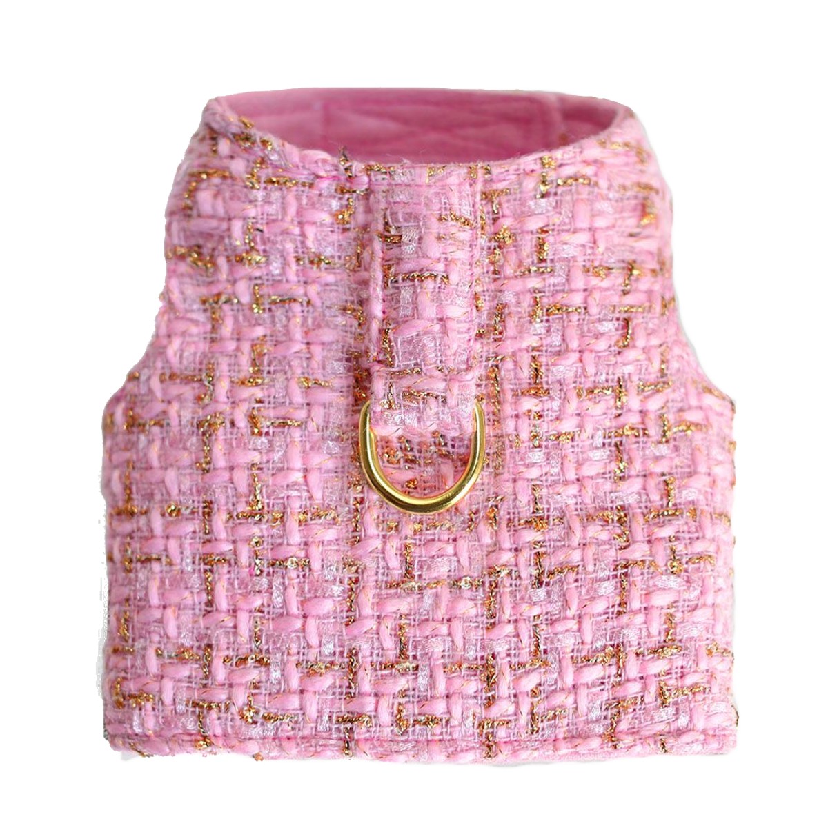 Hello Doggie Chantel Tweed Dog Harness - Bubblegum Pink