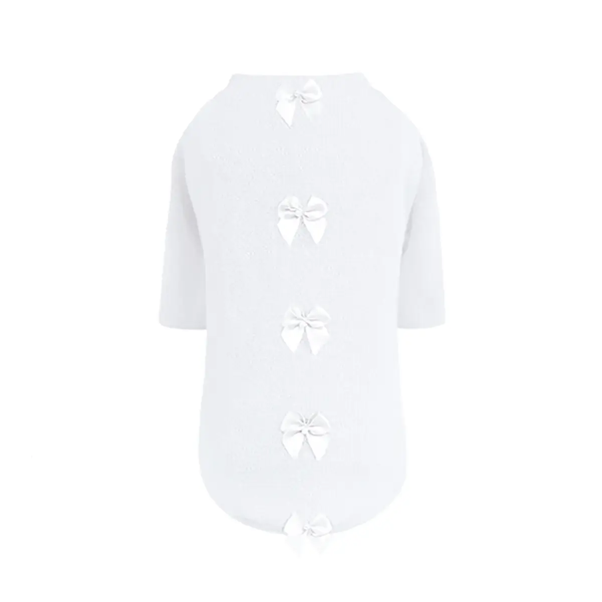 Hello Doggie Dainty Bow Dog Sweater - White