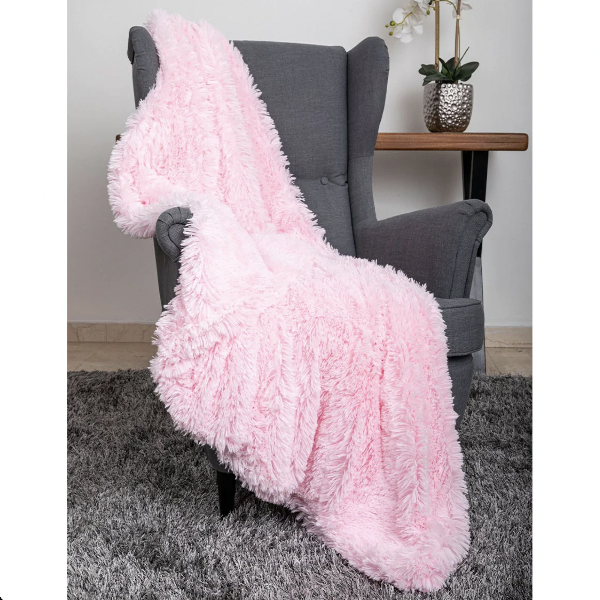 Hello Doggie Shag Throw Dog Blanket - Pink