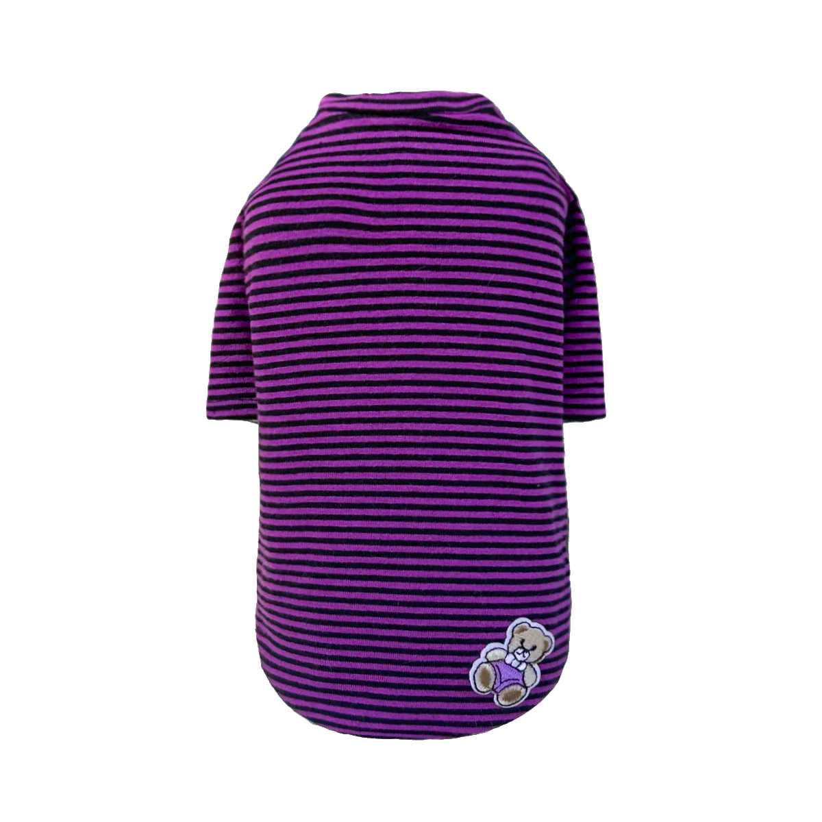 Hello Doggie Striped Baby Bear Dog Shirt - Purple