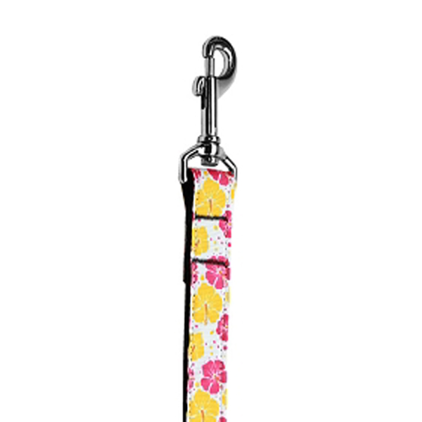 Hibiscus Flower Dog Leash - Pink and Yellow