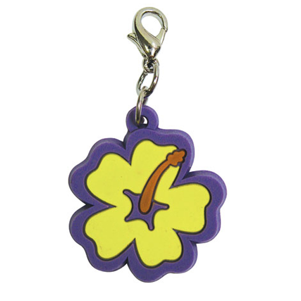 Klippo Hibiscus Soft Rubber Dog Collar Charm - Yellow/Purple