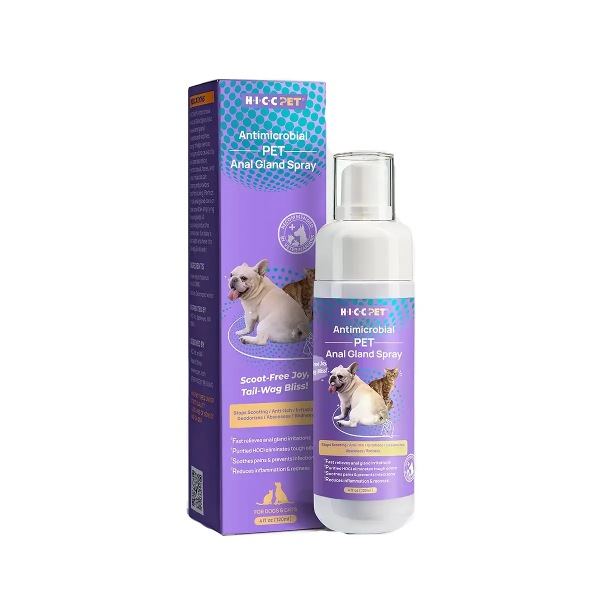 HICC PET Antimicrobial Pet Anal Gland Spray for Dogs & Cats