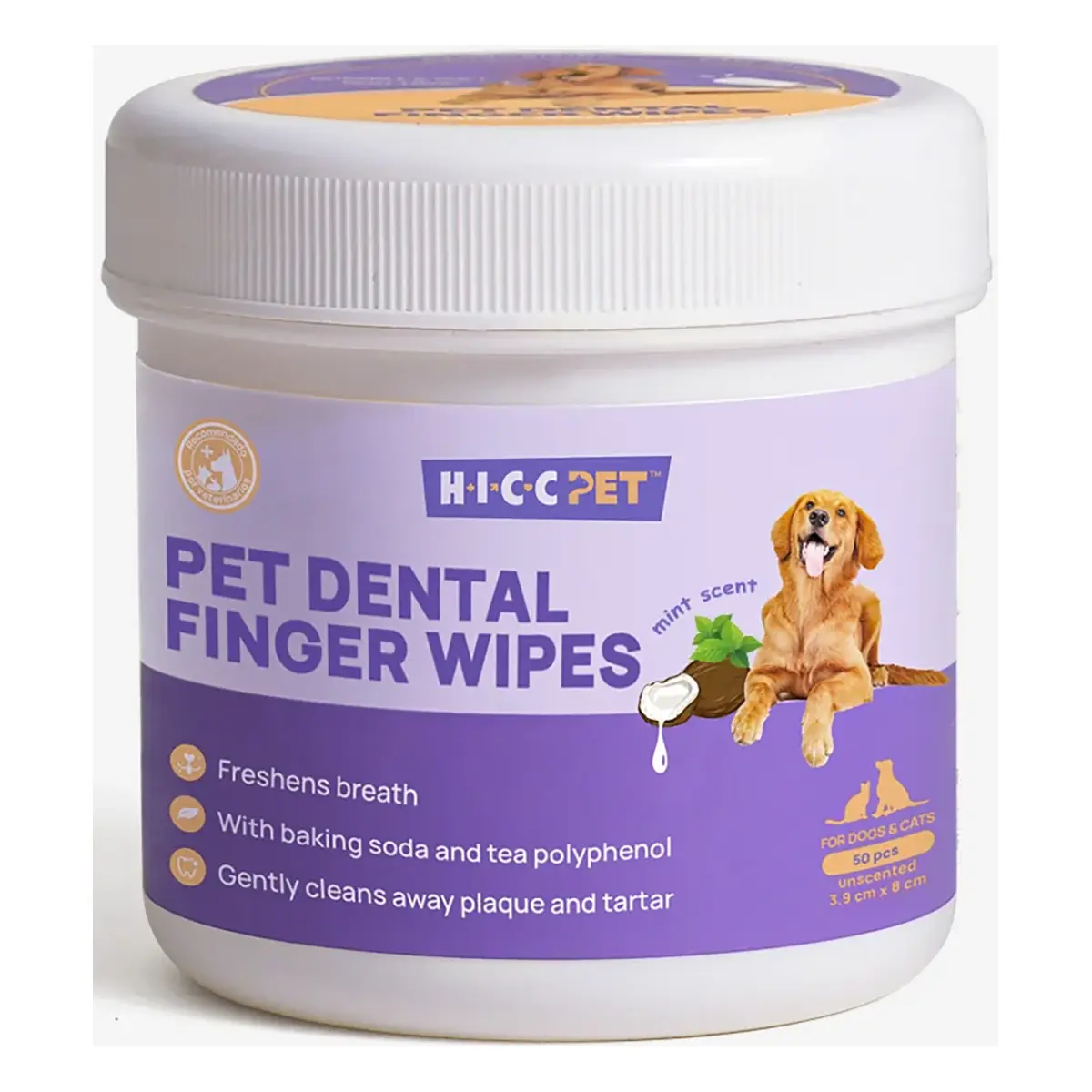 HICC PET Dental Finger Wipes for Cats & Dogs - Mint