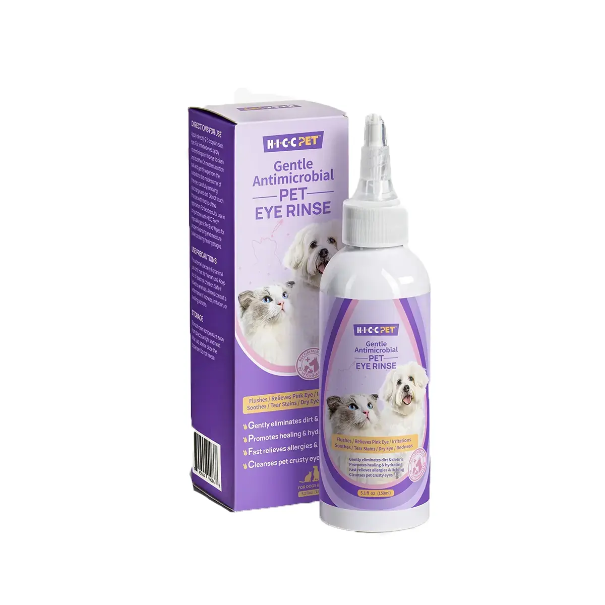 HICC PET Gentle Antimicrobial Pet Eye Rinse for Dogs & Cats