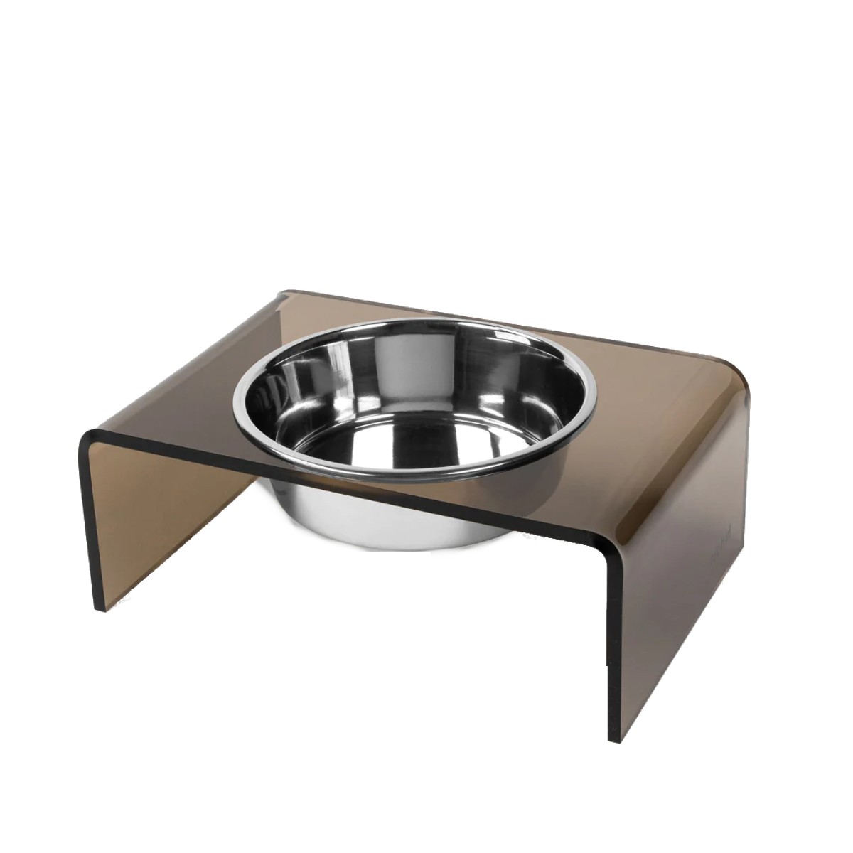 Hiddin Bronze Single Dog Bowl Feeder - Silver Bowl
