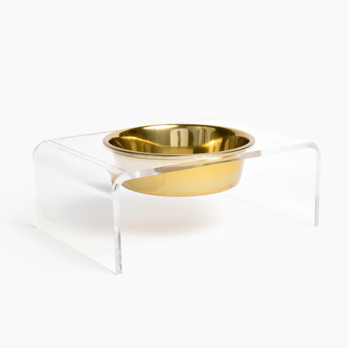 Hiddin Clear Single Dog Bowl Feeder - Gold Bowl