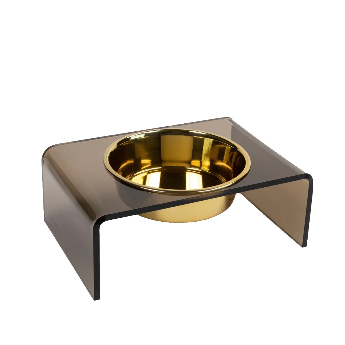 Hiddin Bronze Single Dog Bowl Feeder - Gold Bowl