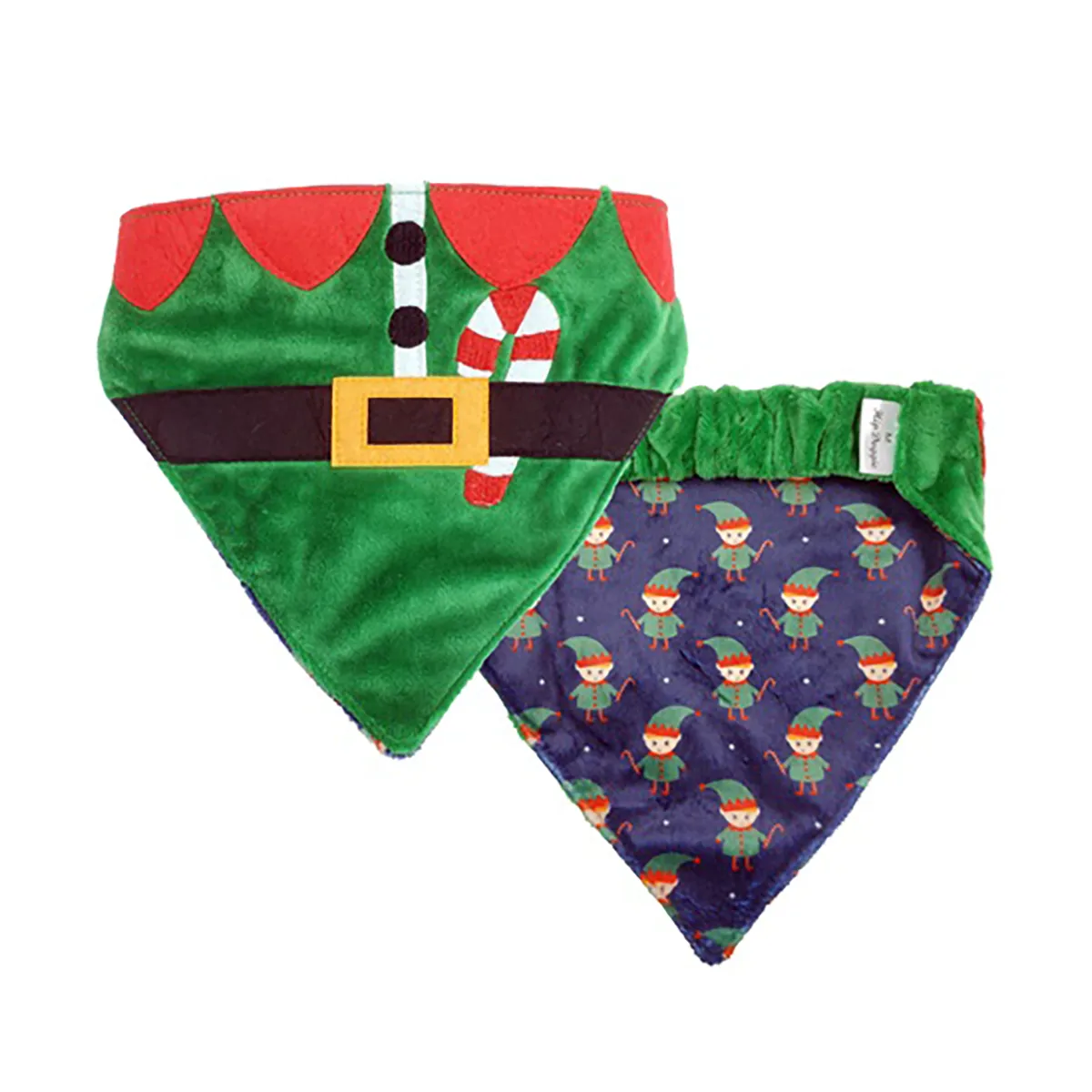 Hip Doggie Holiday Reversible Scrunchy Dog Bandana - Elf