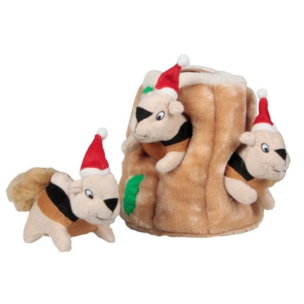Outward Hound Holiday Hide-A-Squirrel Plush Dog Toy
