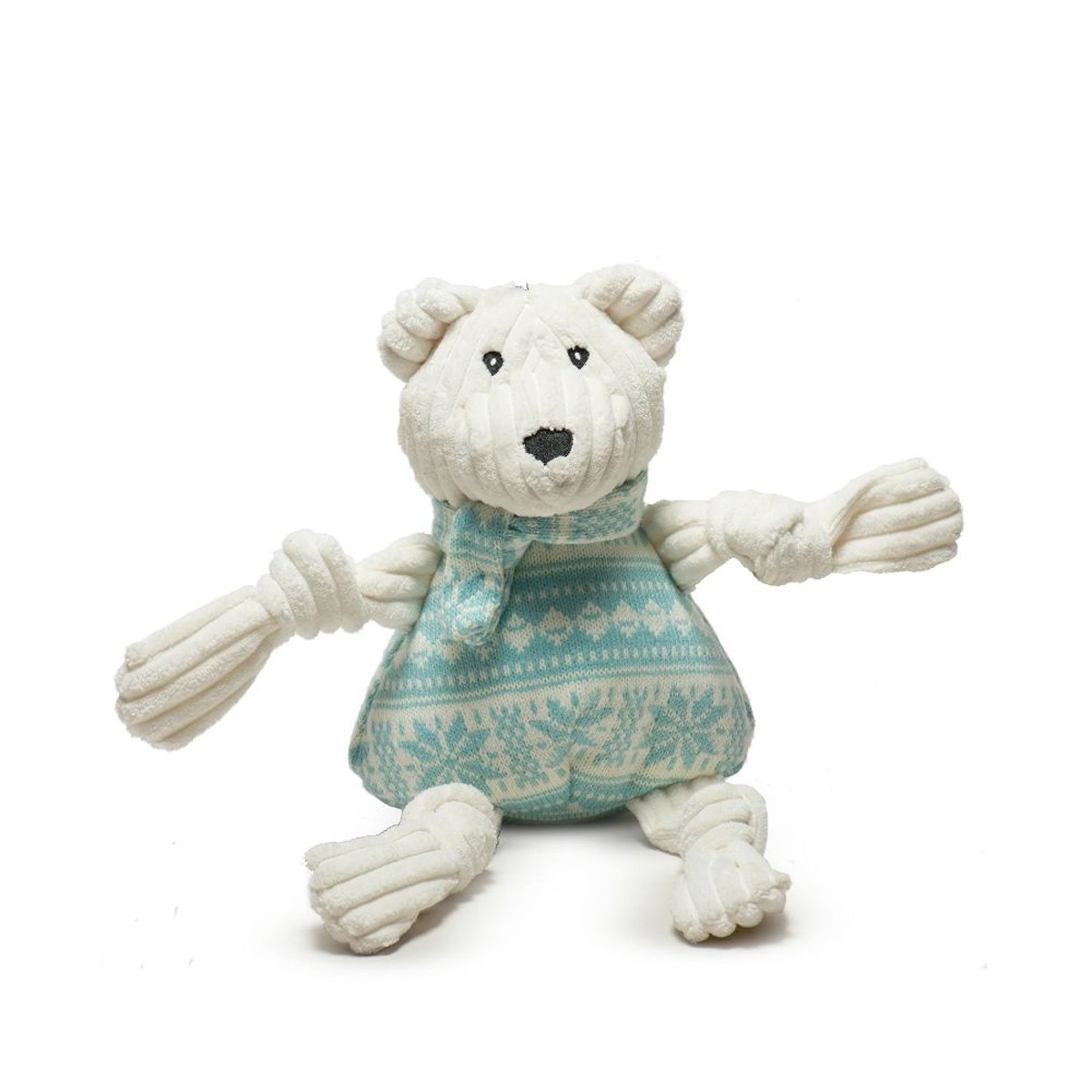 HuggleHounds Holiday Knottie Dog Toy - Tundra Polar Bear with Sweater
