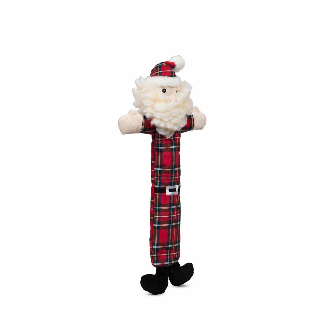 HuggleHounds Holiday Tartan Long & Lovelie HuggleFleece Dog Toy - Santa