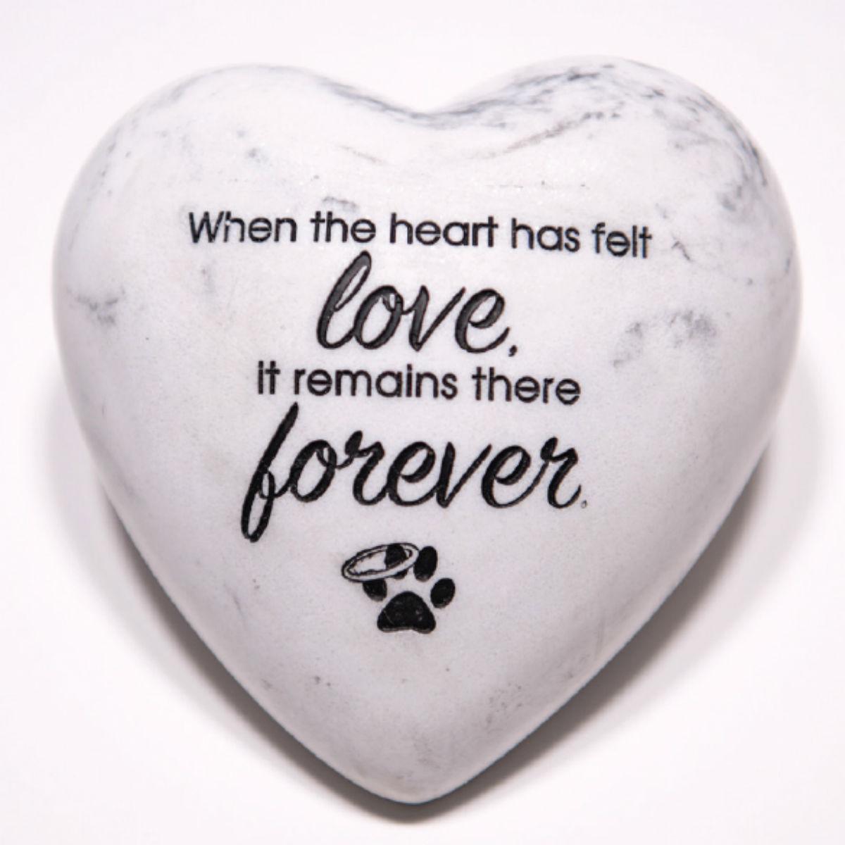 Dog Speak Inspirational Stone Paperweight - When the heart has felt love it remains...