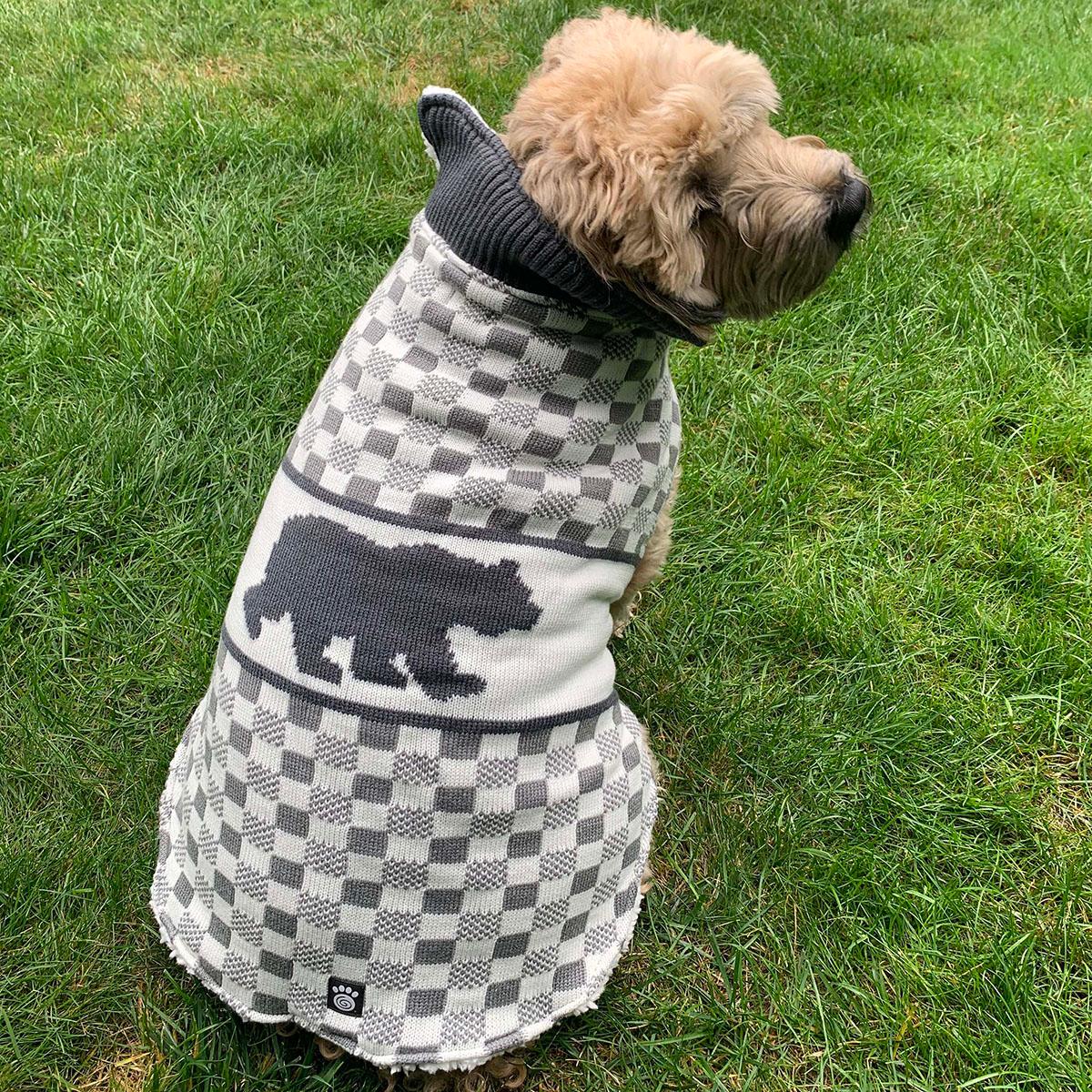 Petrageous Jackson Fleece Lined Bear Dog Sweater - Gray/Cream