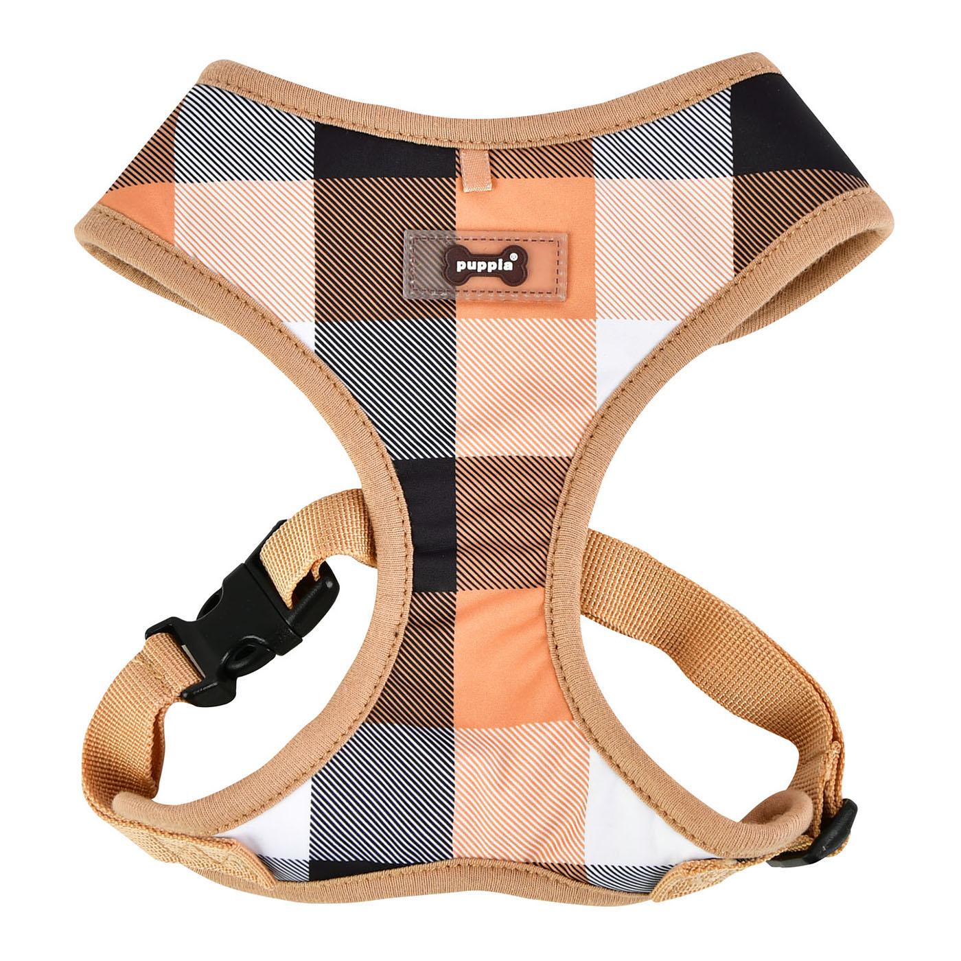 Quinn Plaid Dog Harness by Puppia - Beige | BaxterBoo