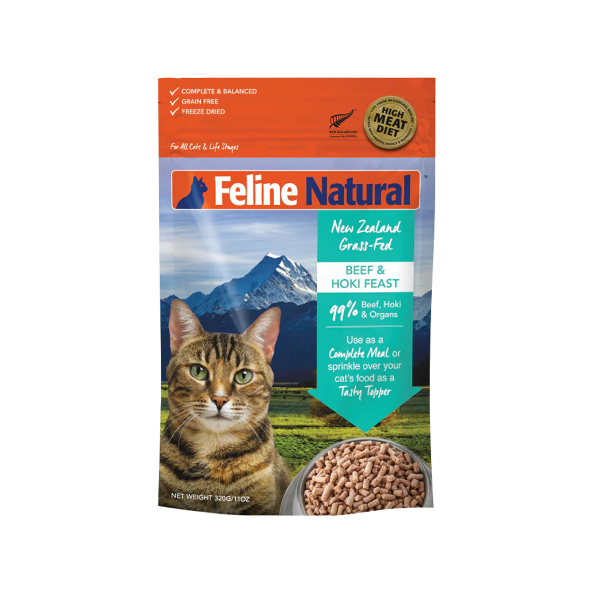 Feline Natural Freeze-Dried Cat Food - Beef & Hoki