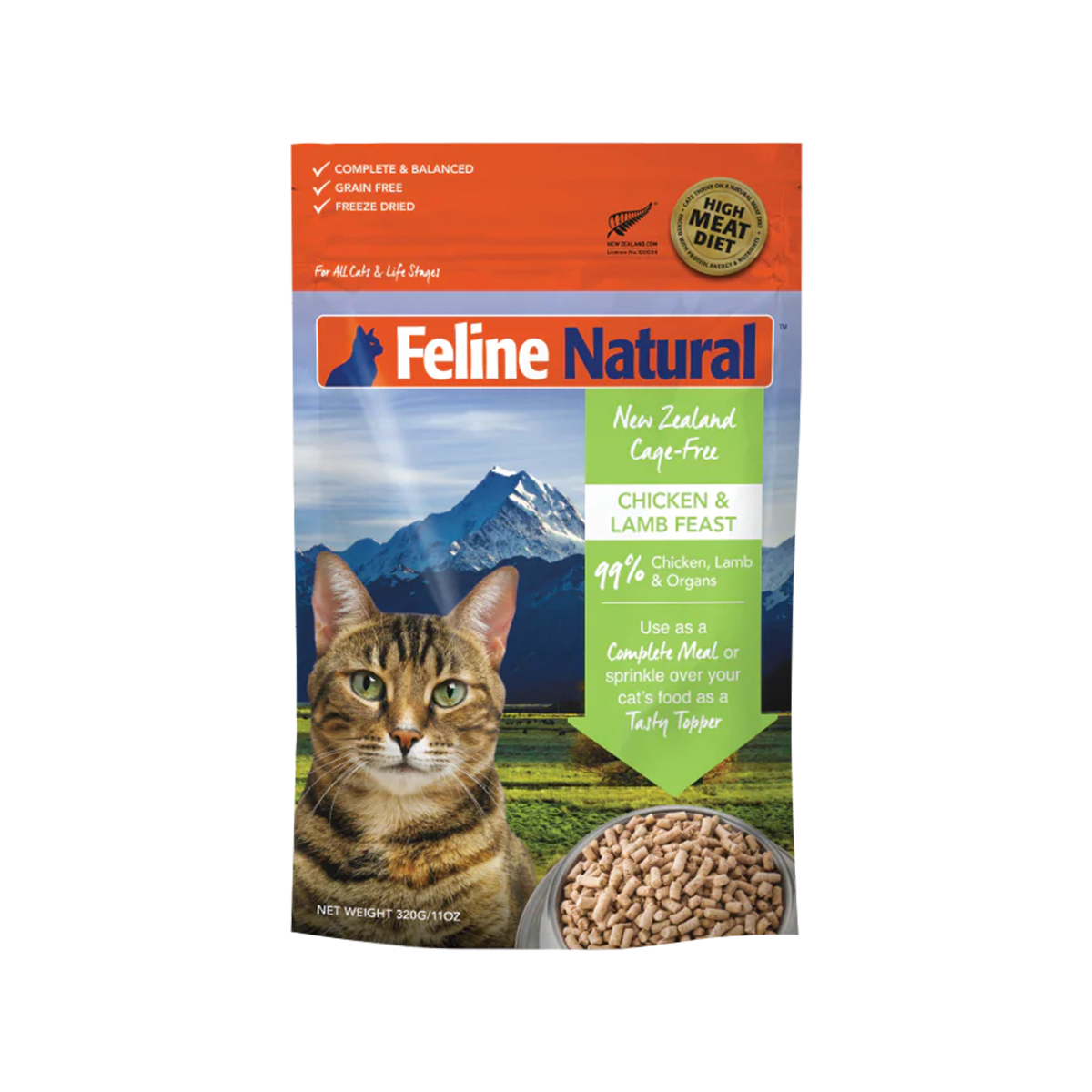 Feline Natural Freeze-Dried Cat Food - Chicken & Lamb