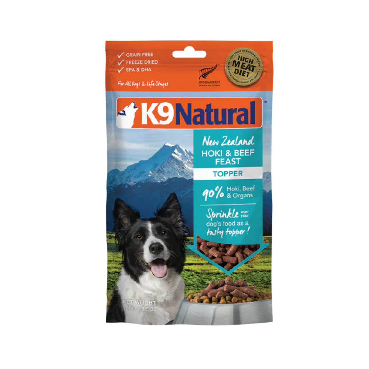 K9 Natural Freeze-Dried Dog Food Topper - Hoki & Beef