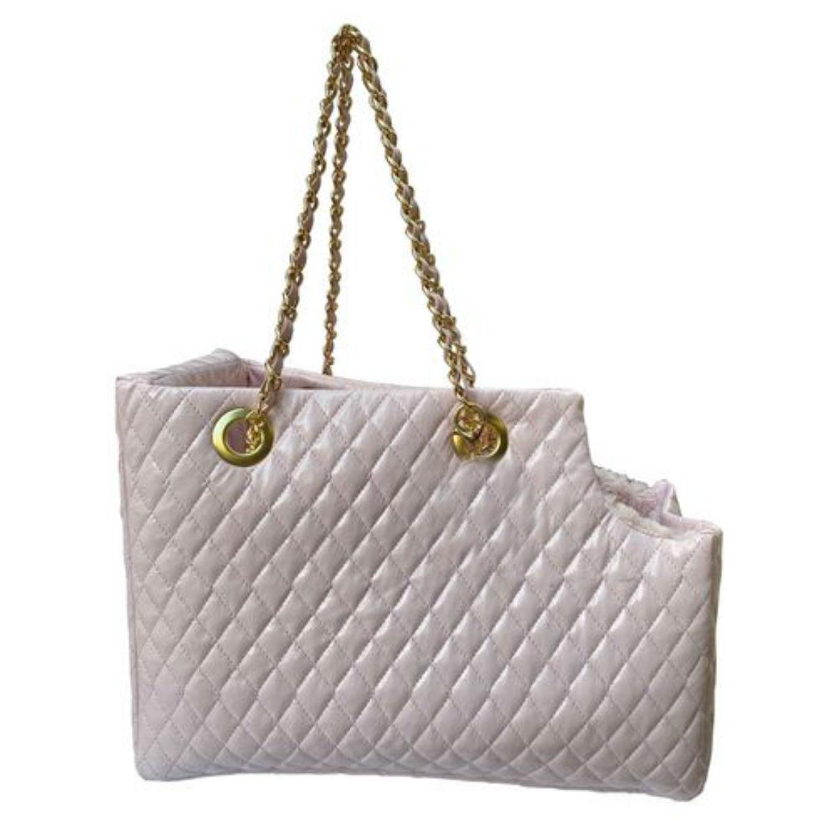 The Dog Squad Kate Quilted Carrier in Pearl Pink