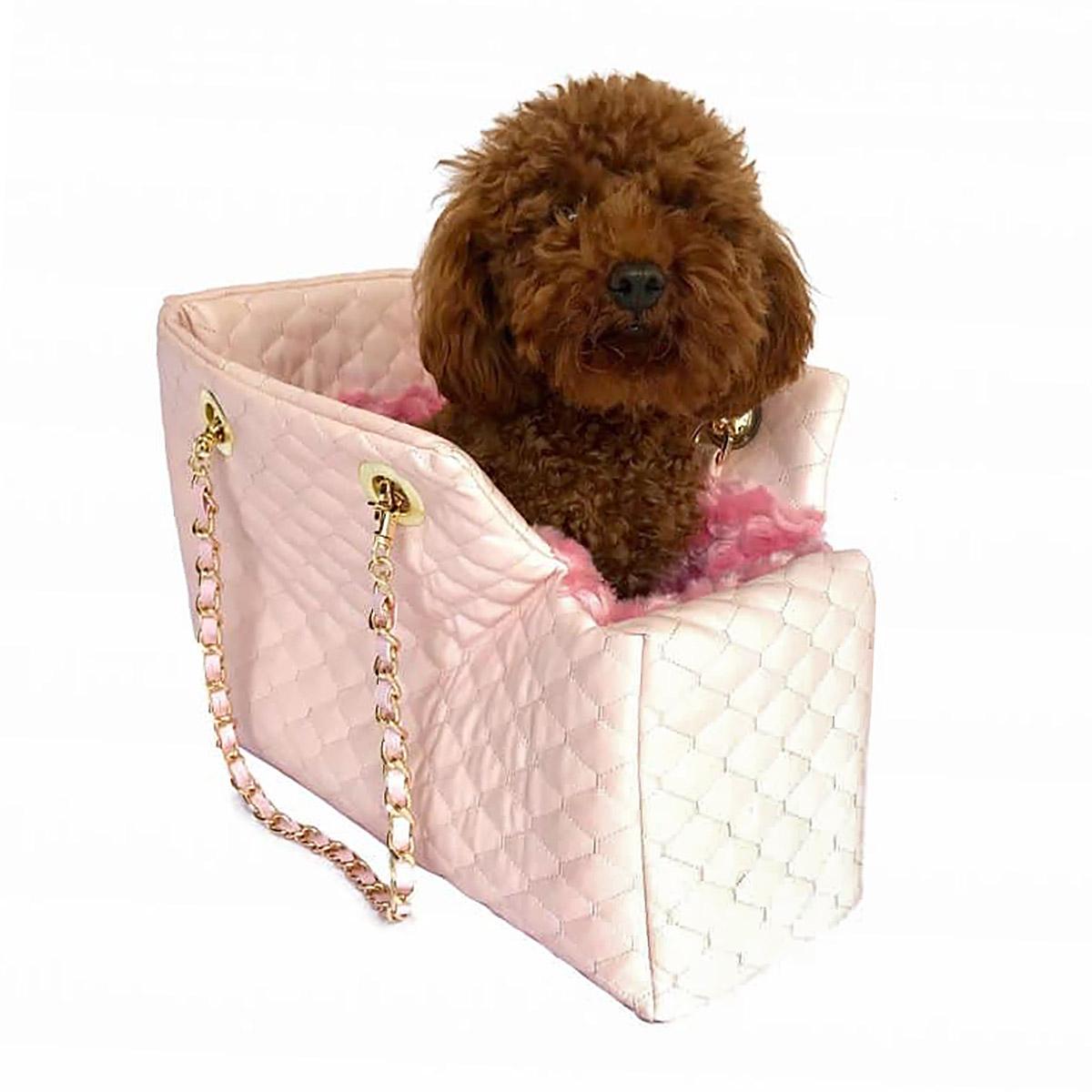 The Dog Squad Kate Quilted Dog Carrier - Matte Pink