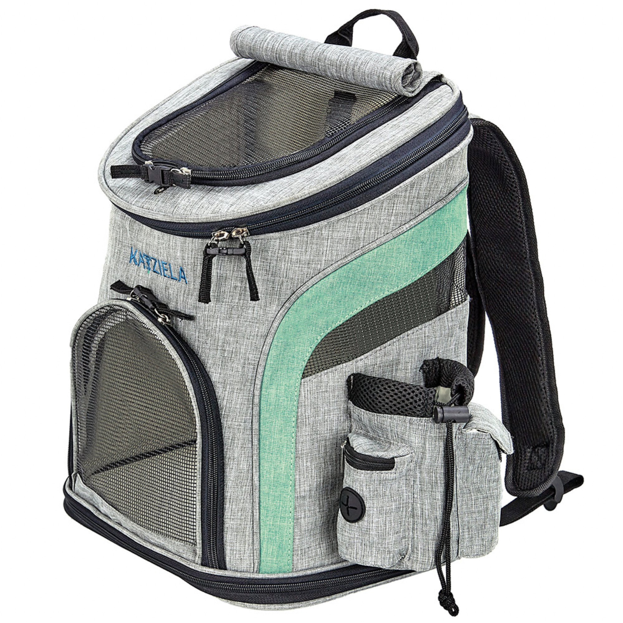 Katziela Luxury Rider Pet Carrier with Removable Wheels and Handle Gray