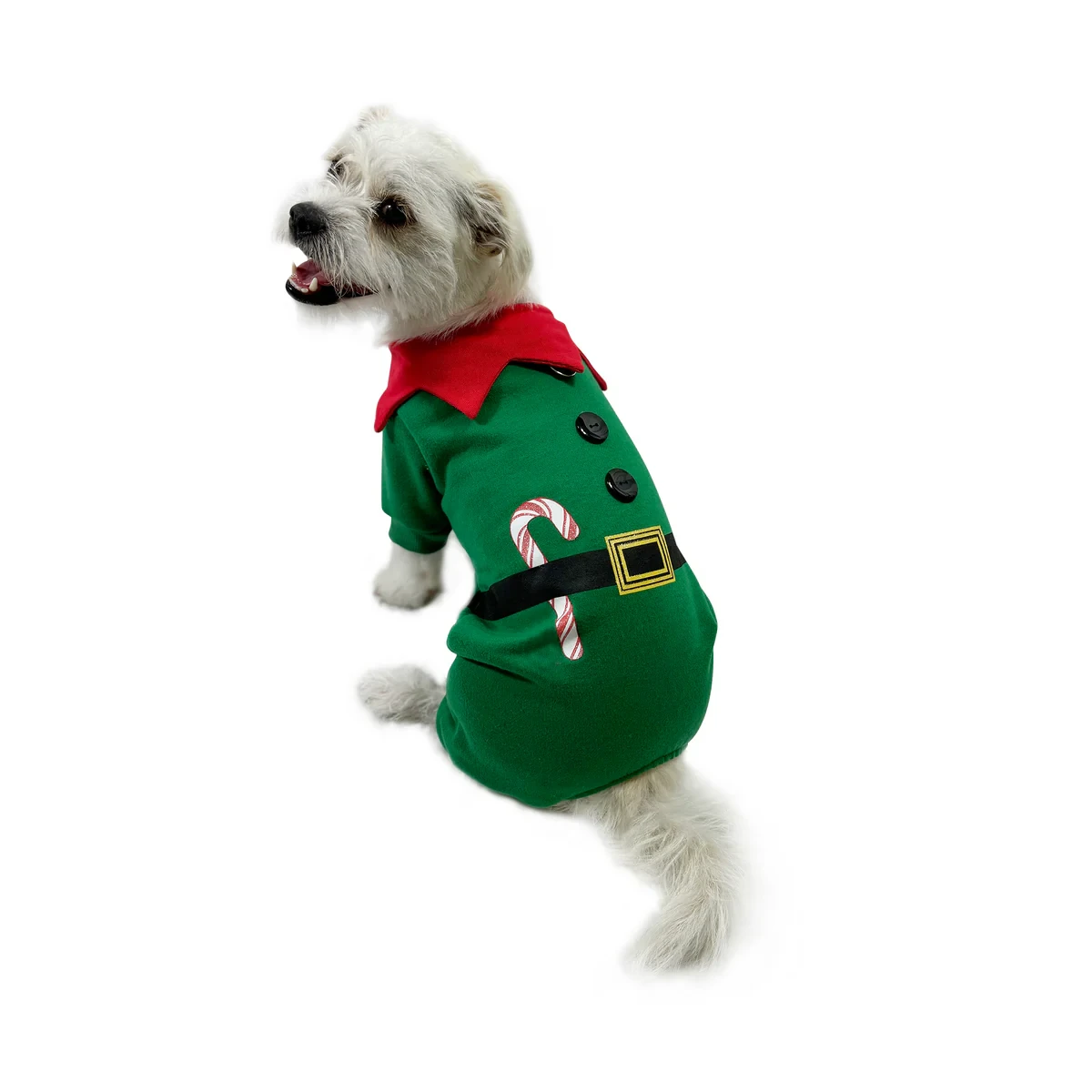 Klippo Shimmery Candy Cane Holiday Dog Bodysuit - Green