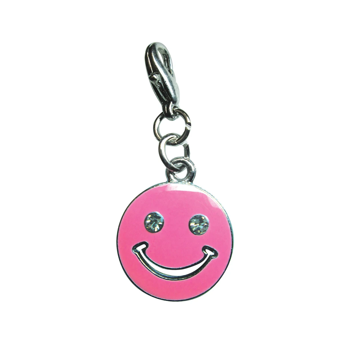 Klippo Happy Face with Sparkling Eyes Enamel Dog Collar Charm - Pink