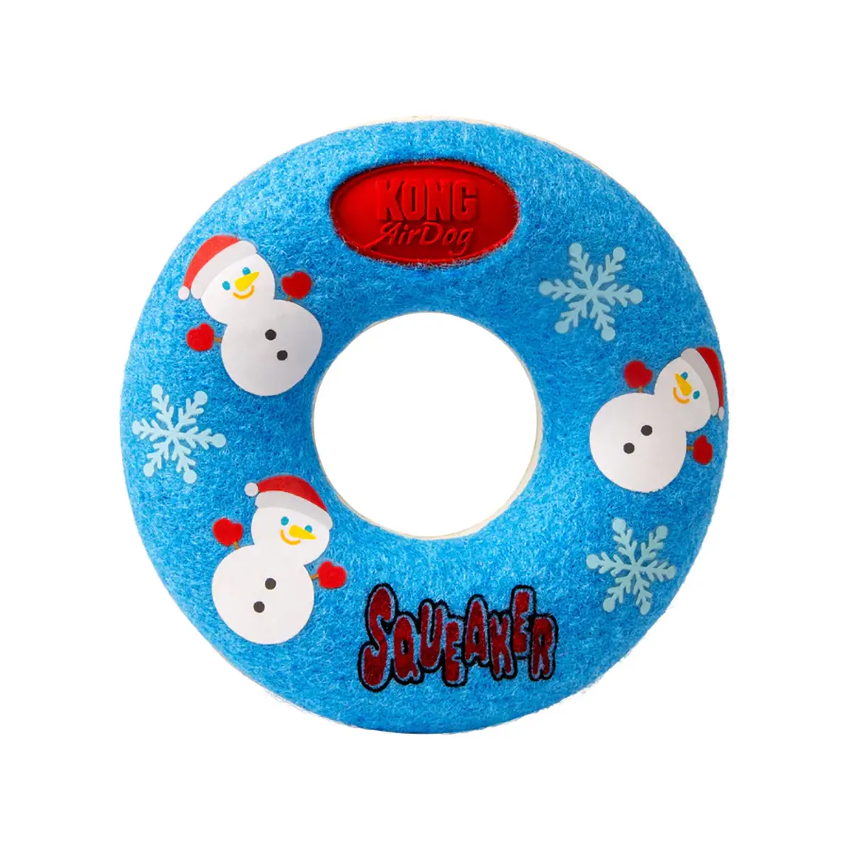 KONG Holiday AirDog Donut Dog Toy - Snowman on Blue