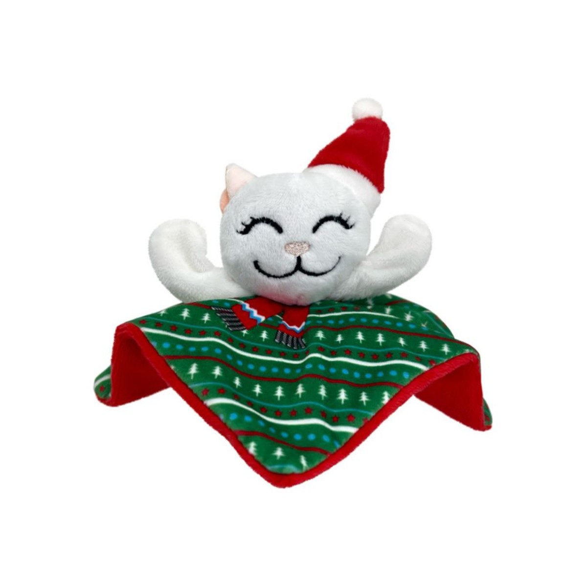KONG Holiday Crackles Cat Toy - Santa Kitty with Trees Green