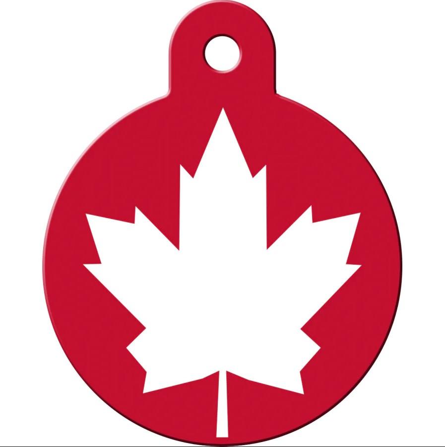 Large Circle Engravable Pet I.D. Tag - Canadian Flag